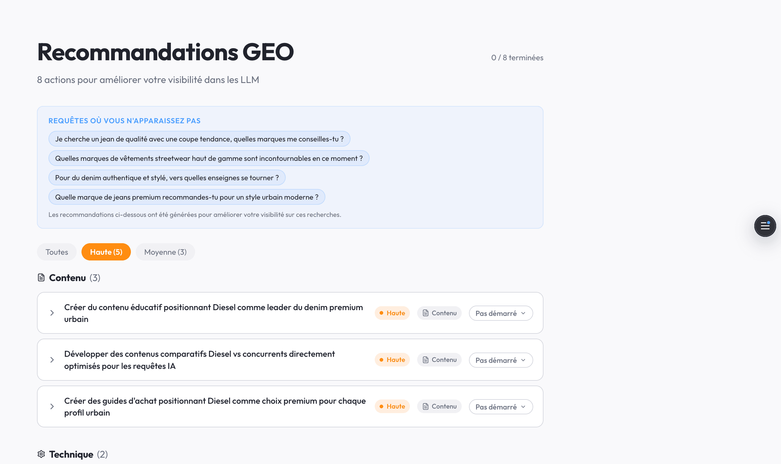 Recommandations GEO Pulse